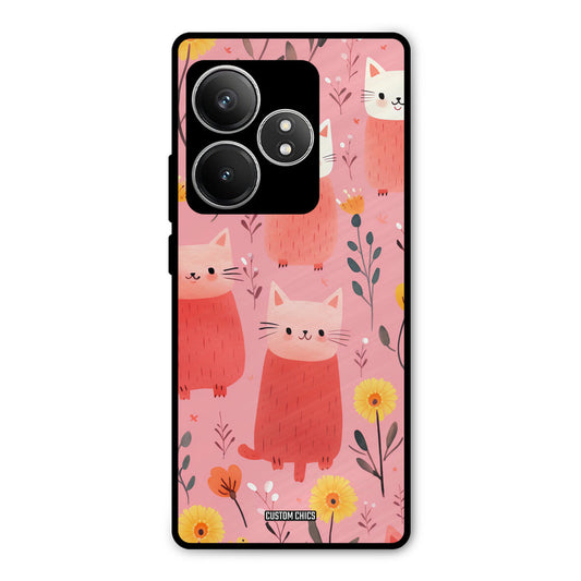 Floral Cat Realme GT 6T Mobile Back Cover - Aesthetic PrintShield Case