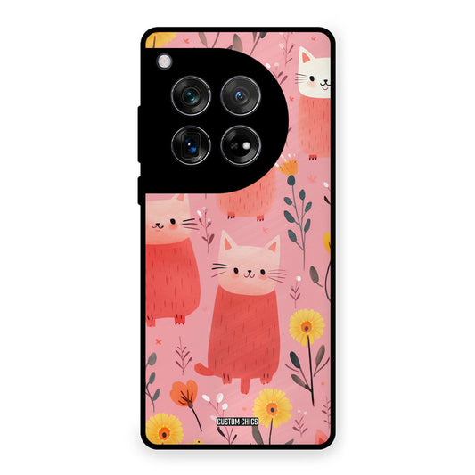 Floral Cat OnePlus 12 Mobile Back Cover - Aesthetic PrintShield Case