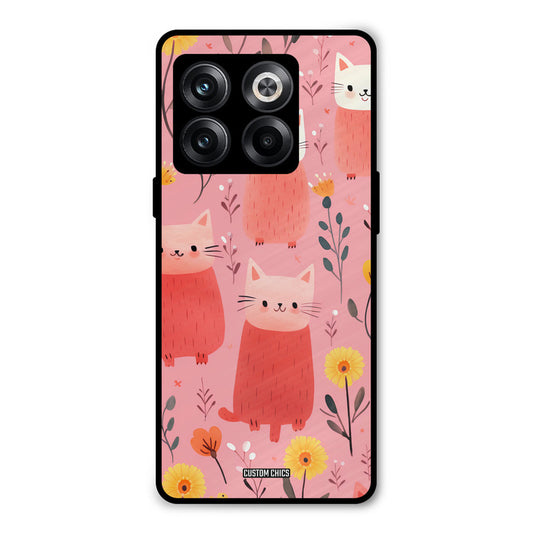 Floral Cat Oneplus 10T Mobile Back Cover - Aesthetic PrintShield Case