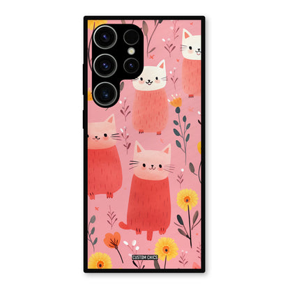 Floral Cat Samsung Galaxy S23 Ultra Mobile Back Cover - Aesthetic PrintShield Case