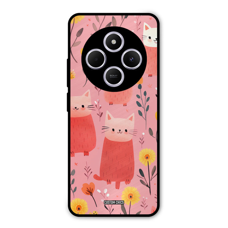 Floral Cat Poco M7 Mobile Back Cover - Aesthetic PrintShield Case