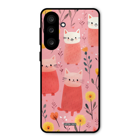Floral Cat Samsung Galaxy M56 Mobile Back Cover - Aesthetic PrintShield Case