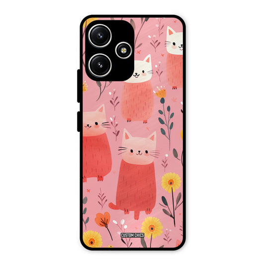 Floral Cat Redmi 12 5G Mobile Back Cover - Aesthetic PrintShield Case
