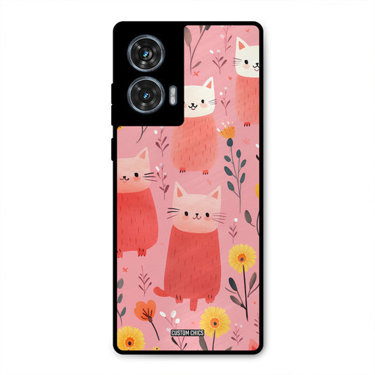 Floral Cat Moto G96 Mobile Back Cover - Aesthetic PrintShield Case