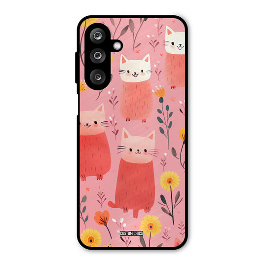 Floral Cat Samsung Galaxy M36 Mobile Back Cover - Aesthetic PrintShield Case