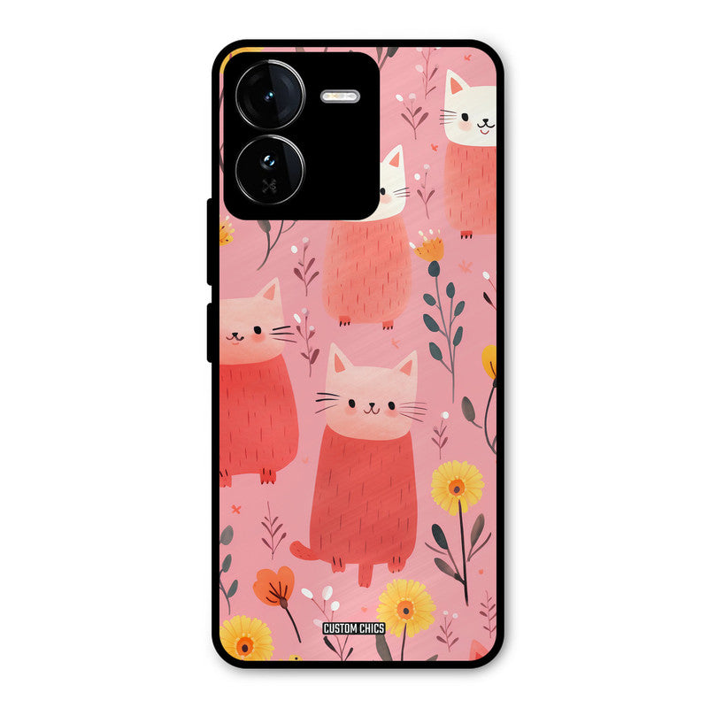 Floral Cat iQOO Z9 Mobile Back Cover - Aesthetic PrintShield Case