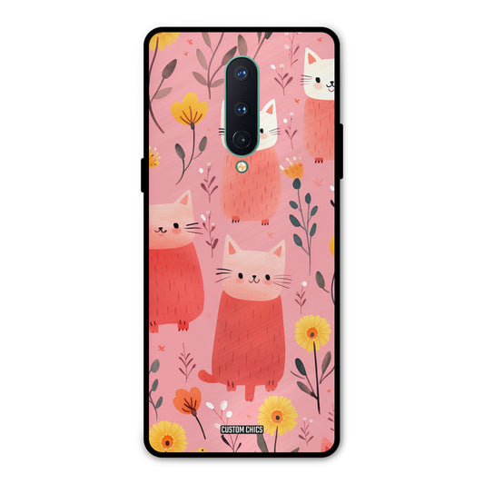 Floral Cat Oneplus 8 Mobile Back Cover - Aesthetic PrintShield Case