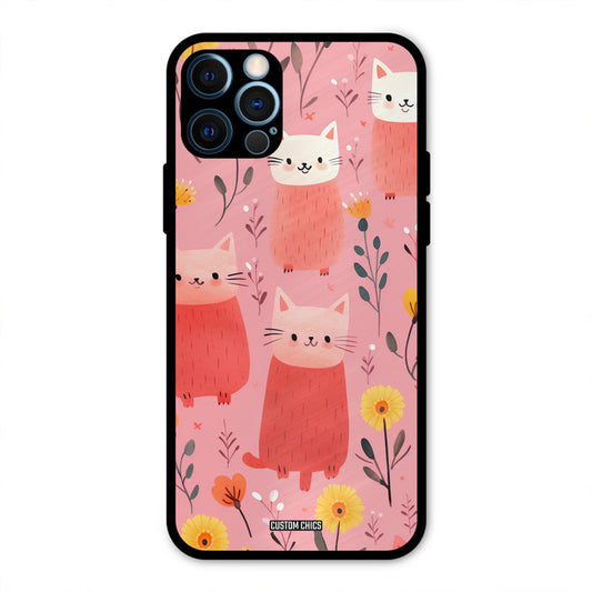 Floral Cat IPhone 12 Pro Mobile Back Cover - Aesthetic PrintShield Case