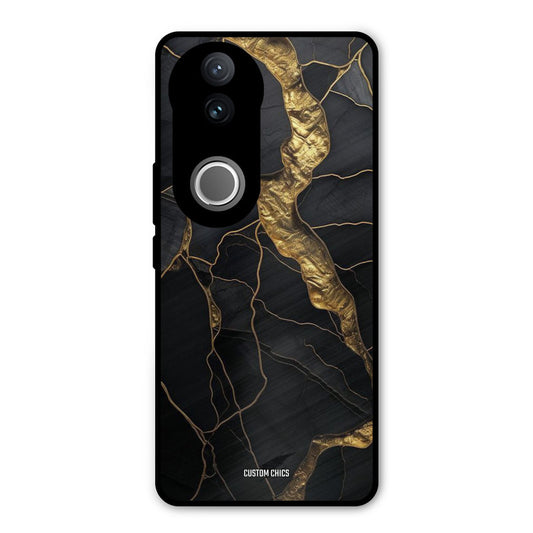 Golden Black Stone Vivo V50 Mobile Back Cover - Aesthetic PrintShield Case