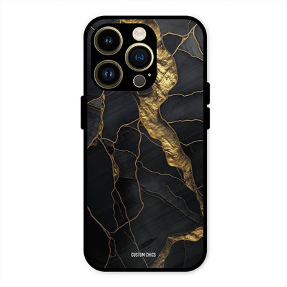 Golden Black Stone iPhone 14 Pro Max Mobile Back Cover - Aesthetic PrintShield Case