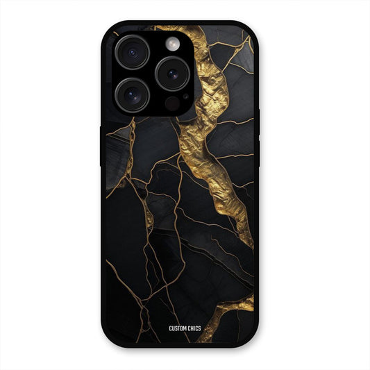 Golden Black Stone iPhone 15 Pro Max Mobile Back Cover - Aesthetic PrintShield Case