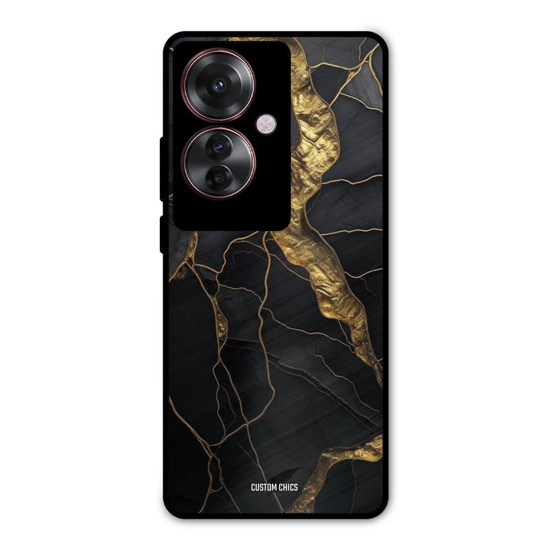 Golden Black Stone Oppo F25 Pro Mobile Back Cover - Aesthetic PrintShield Case
