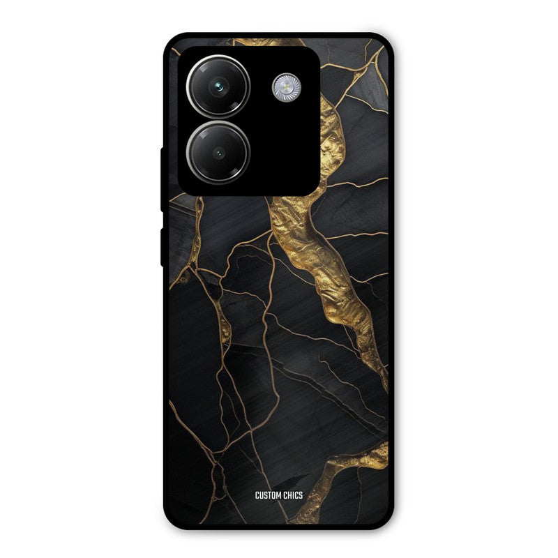 Golden Black Stone Poco M7 Pro Mobile Back Cover - Aesthetic PrintShield Case