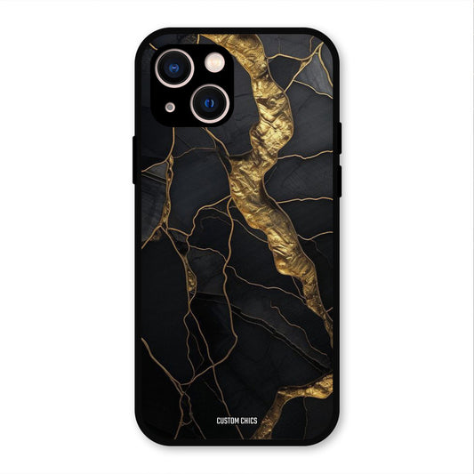 Golden Black Stone iPhone 13 Mini Mobile Back Cover - Aesthetic PrintShield Case