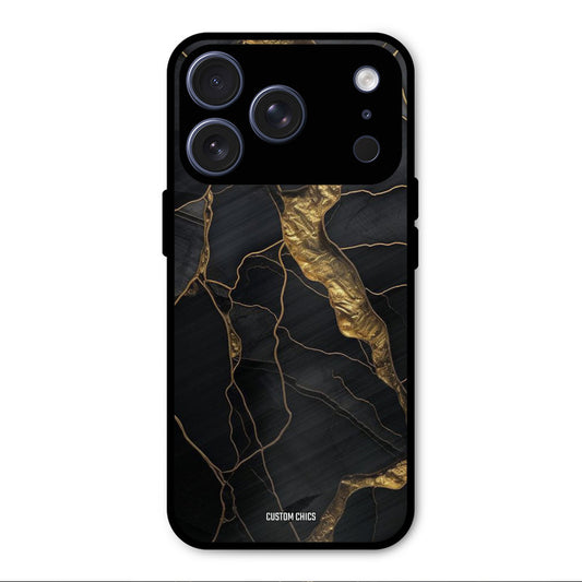 Golden Black Stone iPhone 17 Pro Mobile Back Cover - Aesthetic PrintShield Case