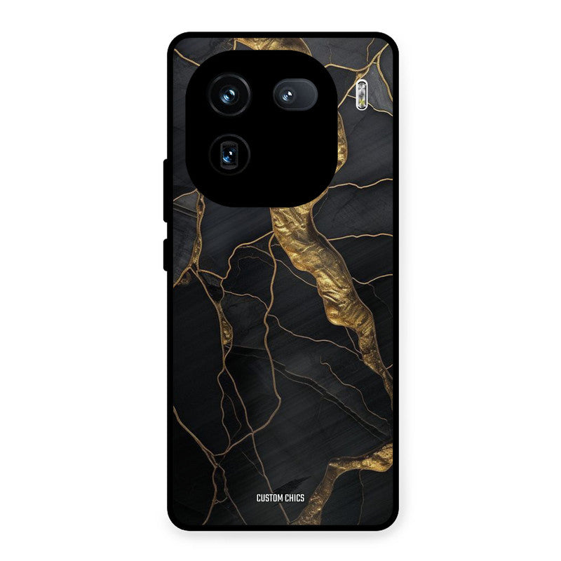 Golden Black Stone iQOO 12 Mobile Back Cover - Aesthetic PrintShield Case