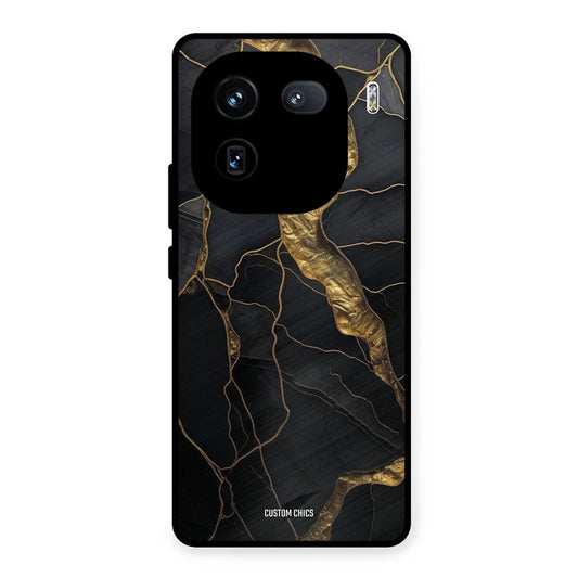 Golden Black Stone iQOO 12 Mobile Back Cover - Aesthetic PrintShield Case