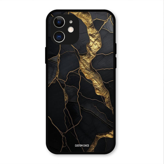 Golden Black Stone IPhone 12 Mobile Back Cover - Aesthetic PrintShield Case