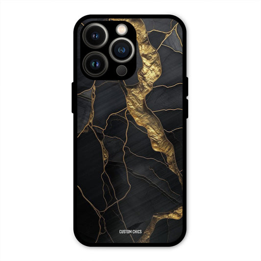 Golden Black Stone iPhone 13 Pro Mobile Back Cover - Aesthetic PrintShield Case