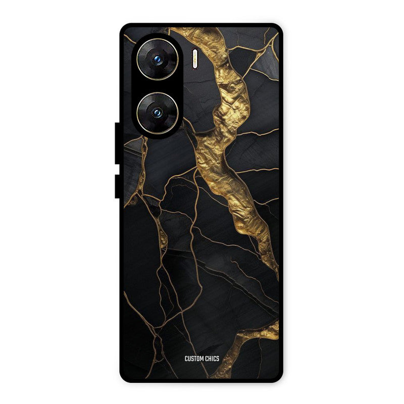 Golden Black Stone Vivo V29e Mobile Back Cover - Aesthetic PrintShield Case