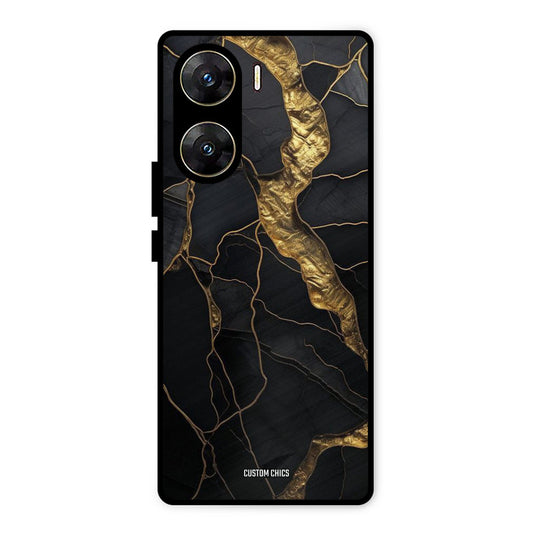 Golden Black Stone Vivo V29e Mobile Back Cover - Aesthetic PrintShield Case