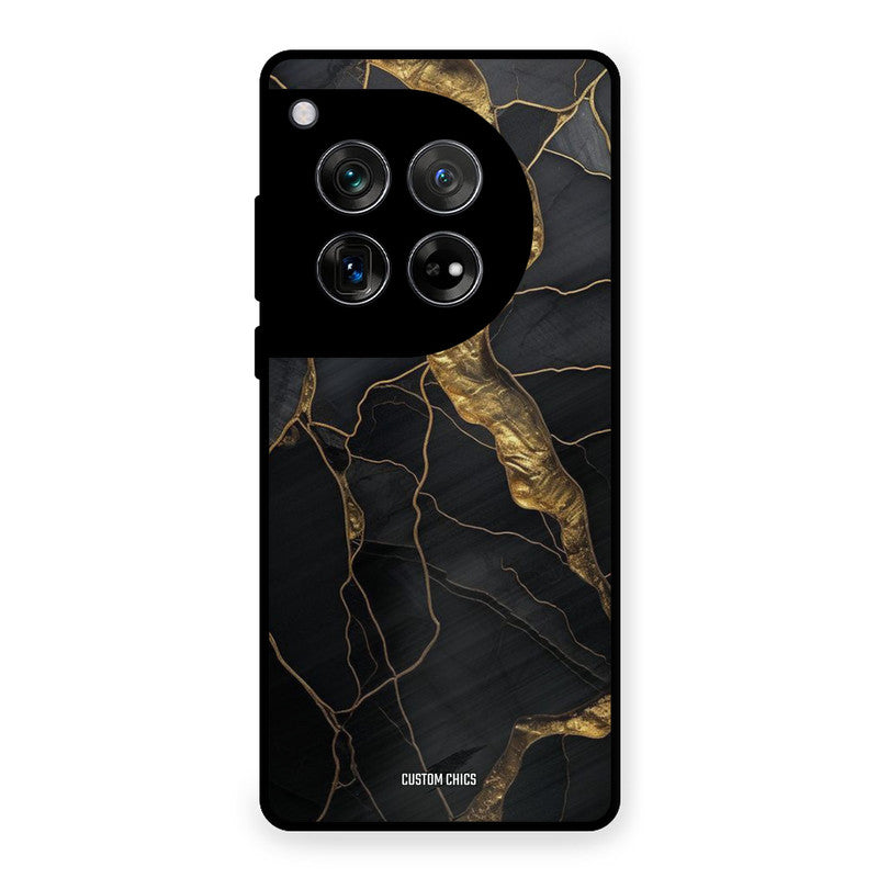 Golden Black Stone OnePlus 12 Mobile Back Cover - Aesthetic PrintShield Case