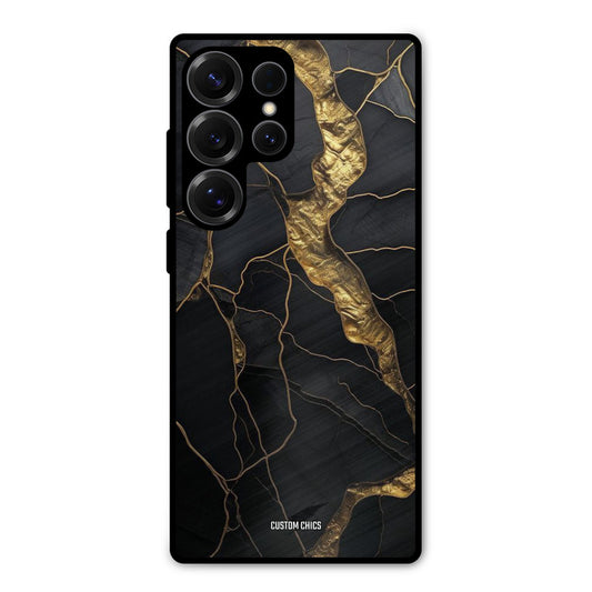 Golden Black Stone Samsung Galaxy S25 Ultra Mobile Back Cover - Aesthetic PrintShield Case