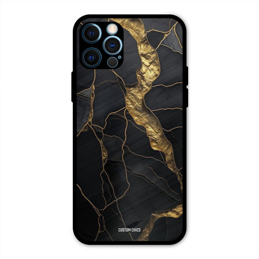 Golden Black Stone IPhone 12 Pro Mobile Back Cover - Aesthetic PrintShield Case