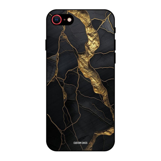 Golden Black Stone iPhone SE 2020 Mobile Back Cover - Aesthetic PrintShield Case