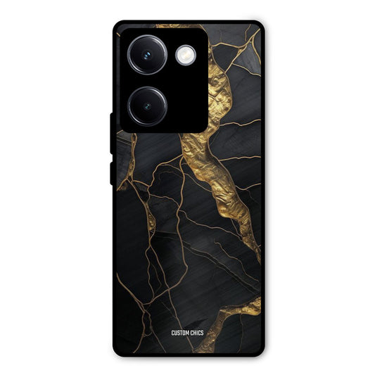 Golden Black Stone Vivo Y300 Plus Mobile Back Cover - Aesthetic PrintShield Case