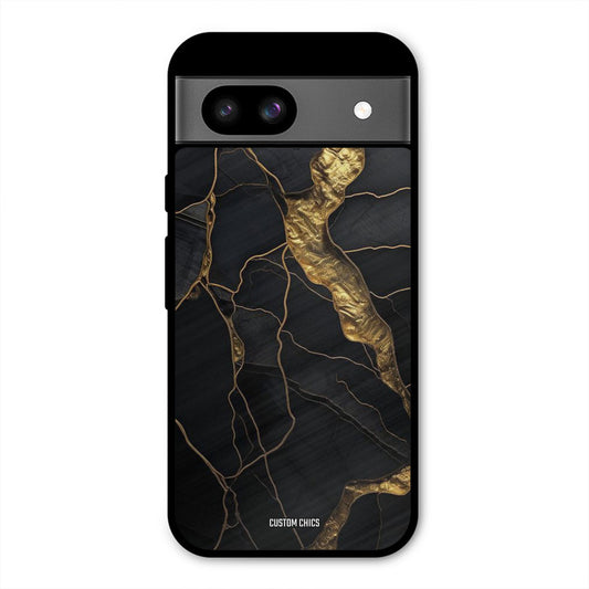 Golden Black Stone Google Pixel 8a Mobile Back Cover - Aesthetic PrintShield Case
