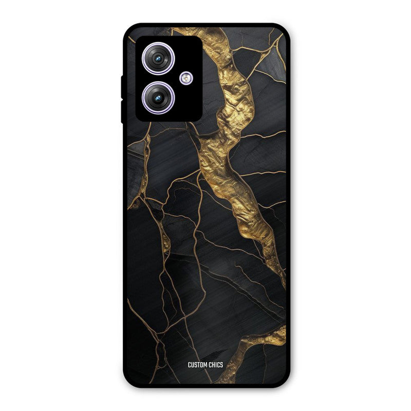 Golden Black Stone Moto G54 Mobile Back Cover - Aesthetic PrintShield Case