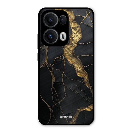 Golden Black Stone Oppo Reno 13 Pro 5G Mobile Back Cover - Aesthetic PrintShield Case