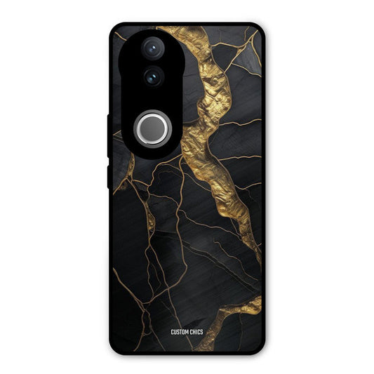 Golden Black Stone iQOO Z10R Mobile Back Cover - Aesthetic PrintShield Case