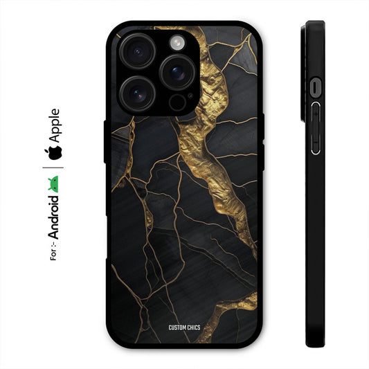 Golden Black Stone Case – Premium PrintShield Mobile Cover