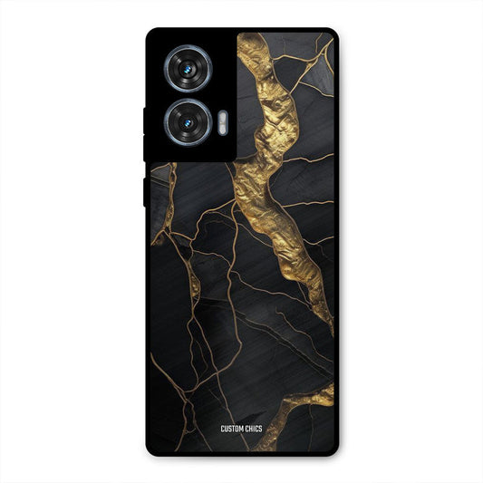Golden Black Stone Moto G96 Mobile Back Cover - Aesthetic PrintShield Case