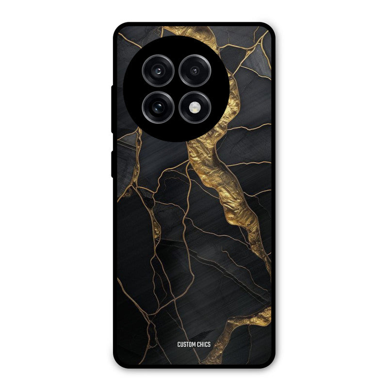 Golden Black Stone OnePlus 13R Mobile Back Cover - Aesthetic PrintShield Case