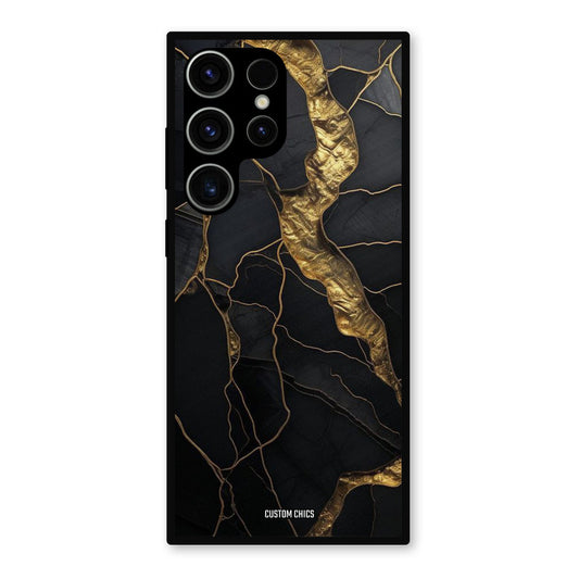 Golden Black Stone Samsung Galaxy S23 Ultra Mobile Back Cover - Aesthetic PrintShield Case