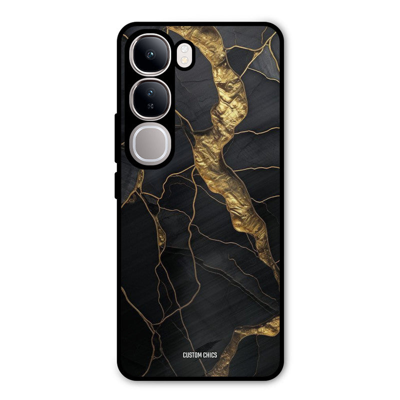 Golden Black Stone Vivo Y300 Mobile Back Cover - Aesthetic PrintShield Case