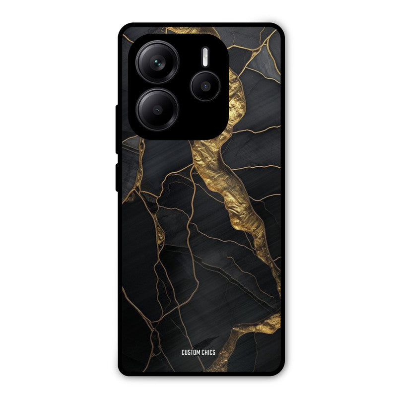 Golden Black Stone Redmi Note 14 Mobile Back Cover - Aesthetic PrintShield Case