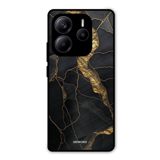 Golden Black Stone Redmi Note 14 Mobile Back Cover - Aesthetic PrintShield Case