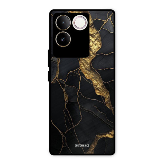 Golden Black Stone iQOO Z7 Pro Mobile Back Cover - Aesthetic PrintShield Case
