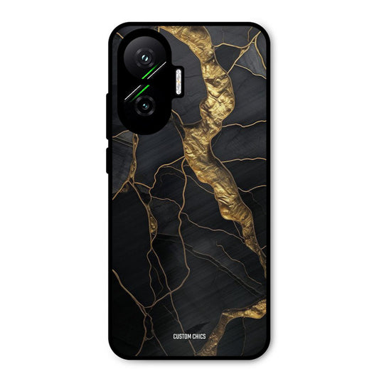 Golden Black Stone Poco F7 5G Mobile Back Cover - Aesthetic PrintShield Case