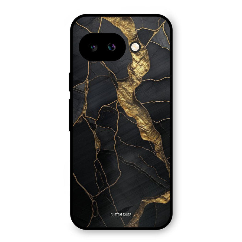 Golden Black Stone Google Pixel 9A Mobile Back Cover - Aesthetic PrintShield Case