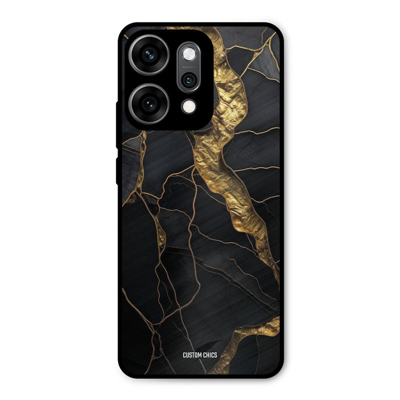 Golden Black Stone Oppo Reno 14 Pro Mobile Back Cover - Aesthetic PrintShield Case