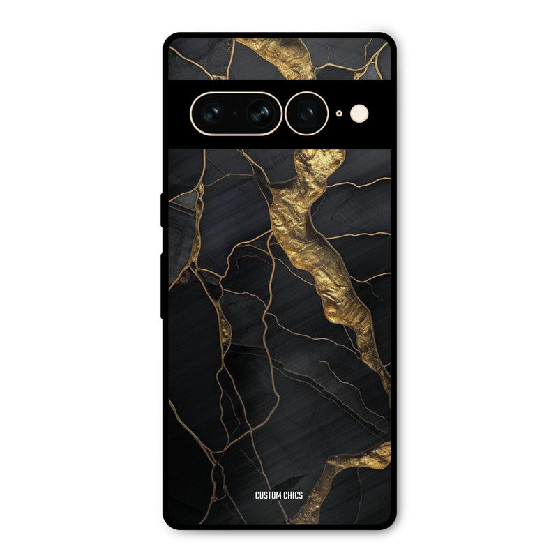 Golden Black Stone Google Pixel 7 Pro Mobile Back Cover - Aesthetic PrintShield Case