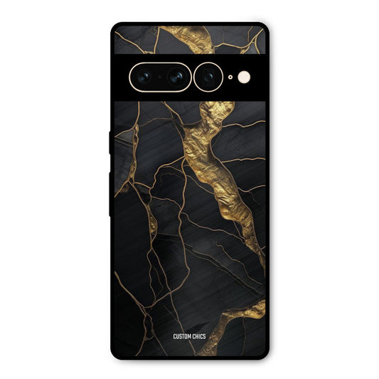Golden Black Stone Google Pixel 7 Pro Mobile Back Cover - Aesthetic PrintShield Case