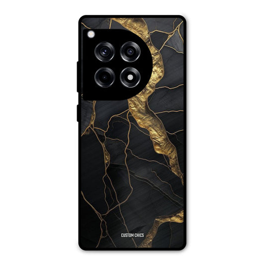 Golden Black Stone OnePlus 12R Mobile Back Cover - Aesthetic PrintShield Case