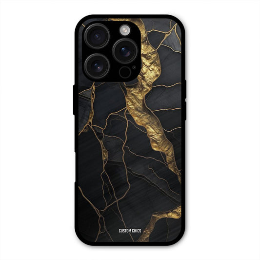 Golden Black Stone iPhone 16 Pro Max Mobile Back Cover - Aesthetic PrintShield Case