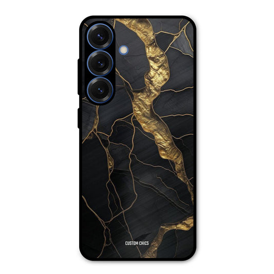 Golden Black Stone Samsung Galaxy S25 Mobile Back Cover - Aesthetic PrintShield Case